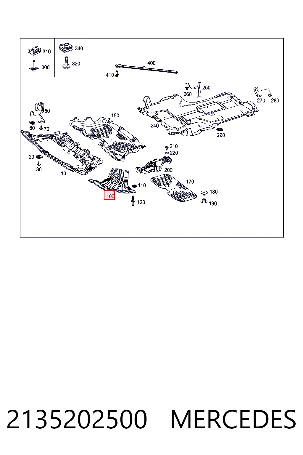 2135202500 Mercedes Protector izquierdo del parachoques delantero