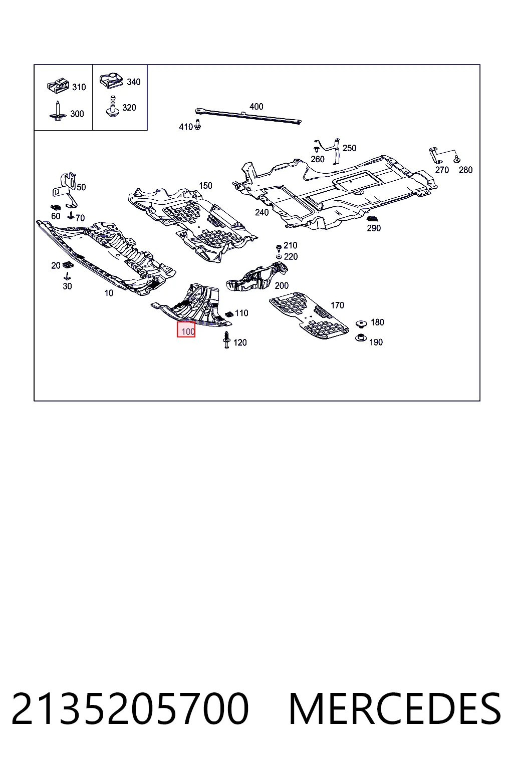 2135205700 Mercedes Protector izquierdo del parachoques delantero