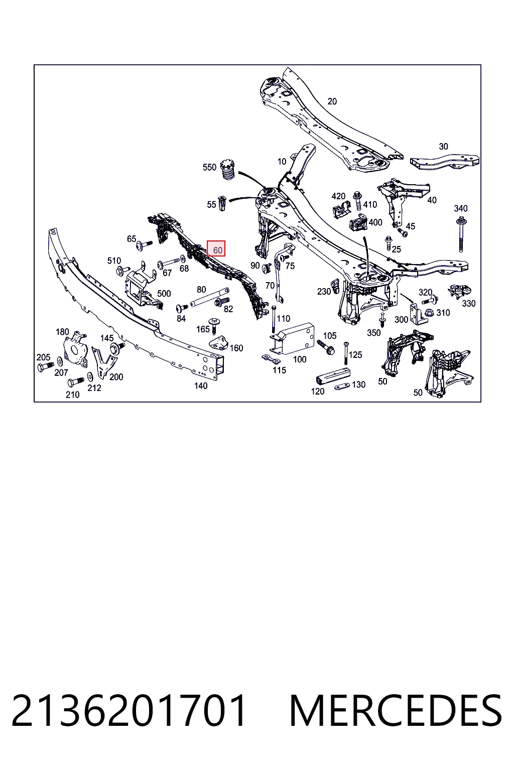 2136201701 Mercedes Soporte para radiador superior