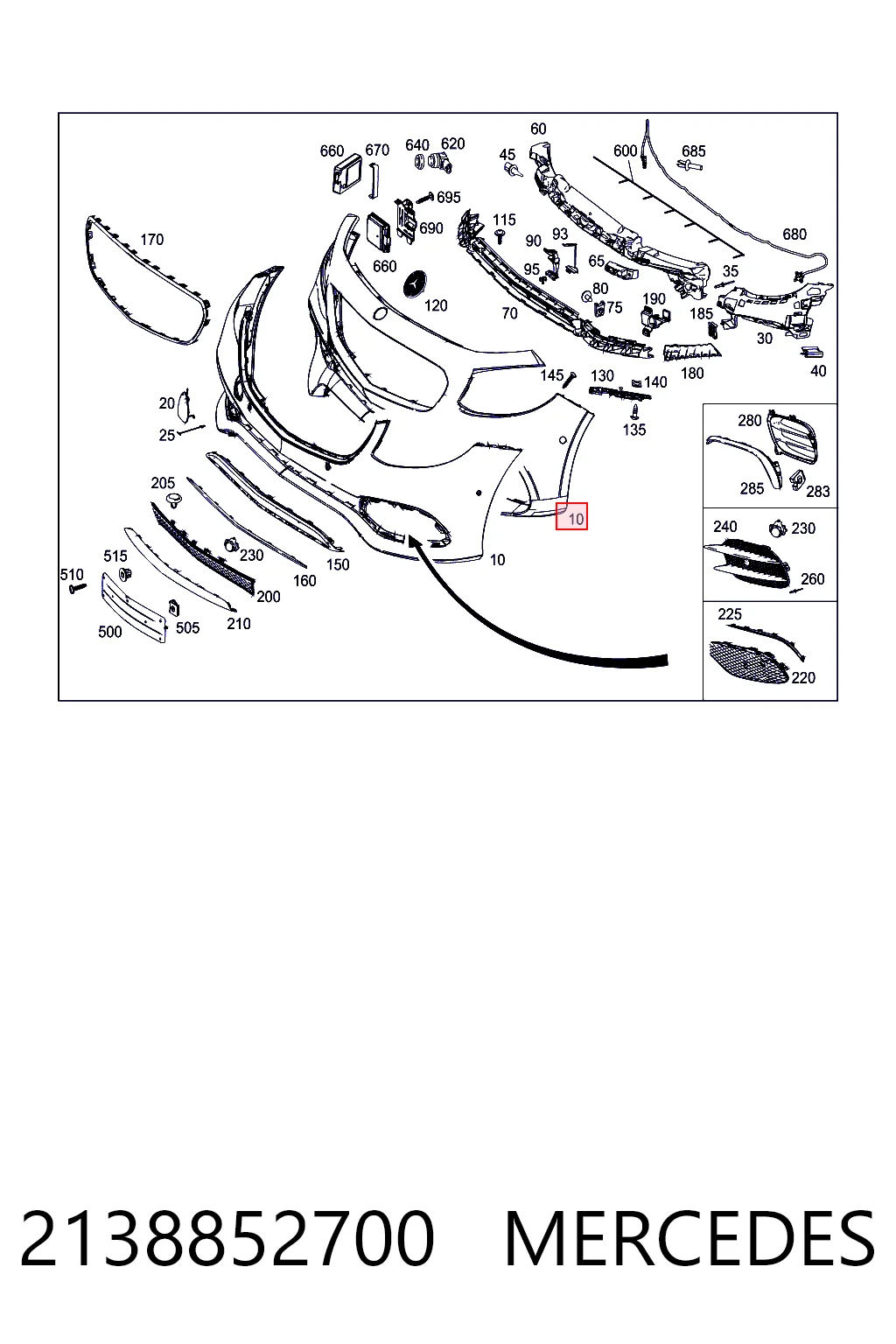 2138852700 Mercedes Paragolpes delantero