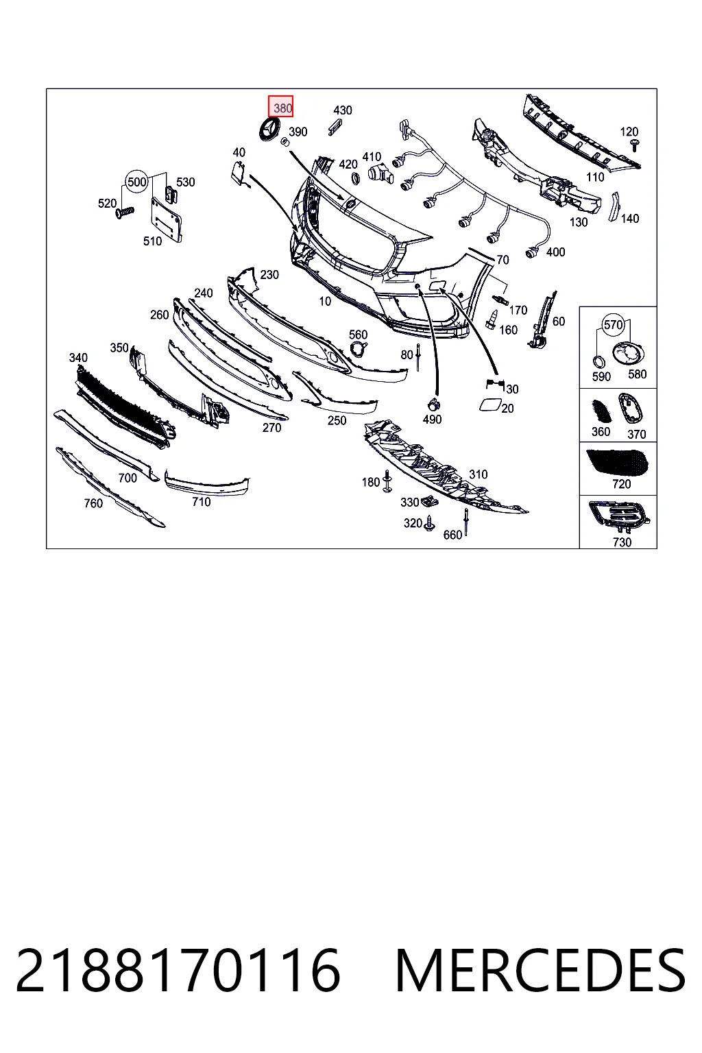 2188170116 Mercedes Emblema de capot 