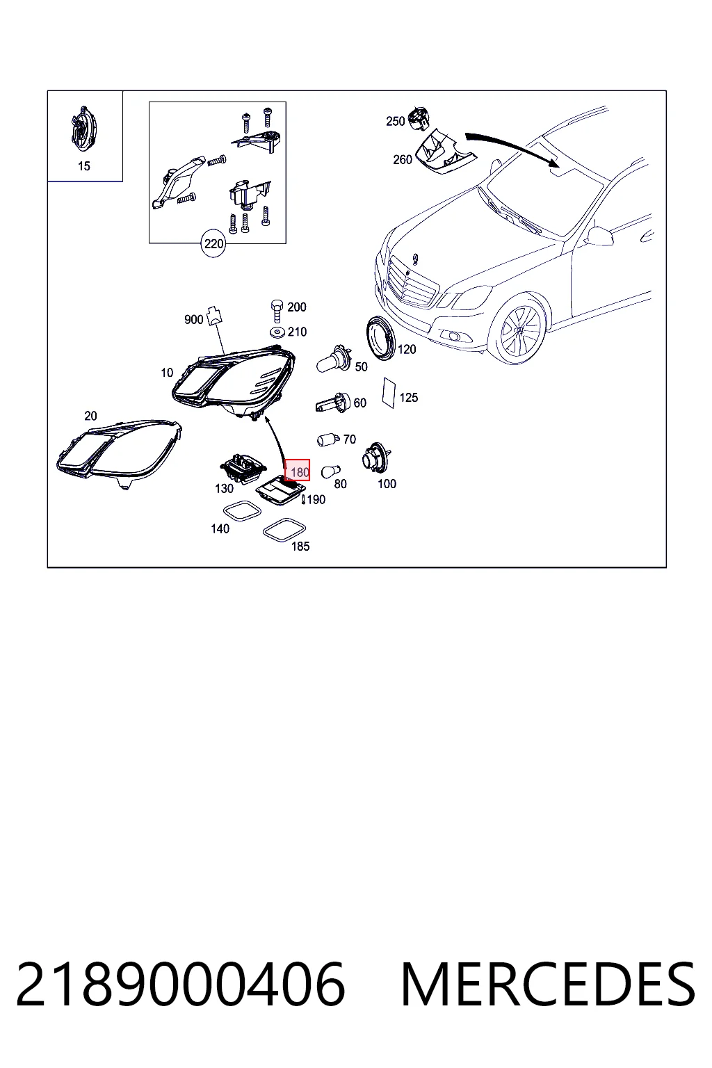 2189000406 Mercedes Módulo de control de luces de faros (ECU)