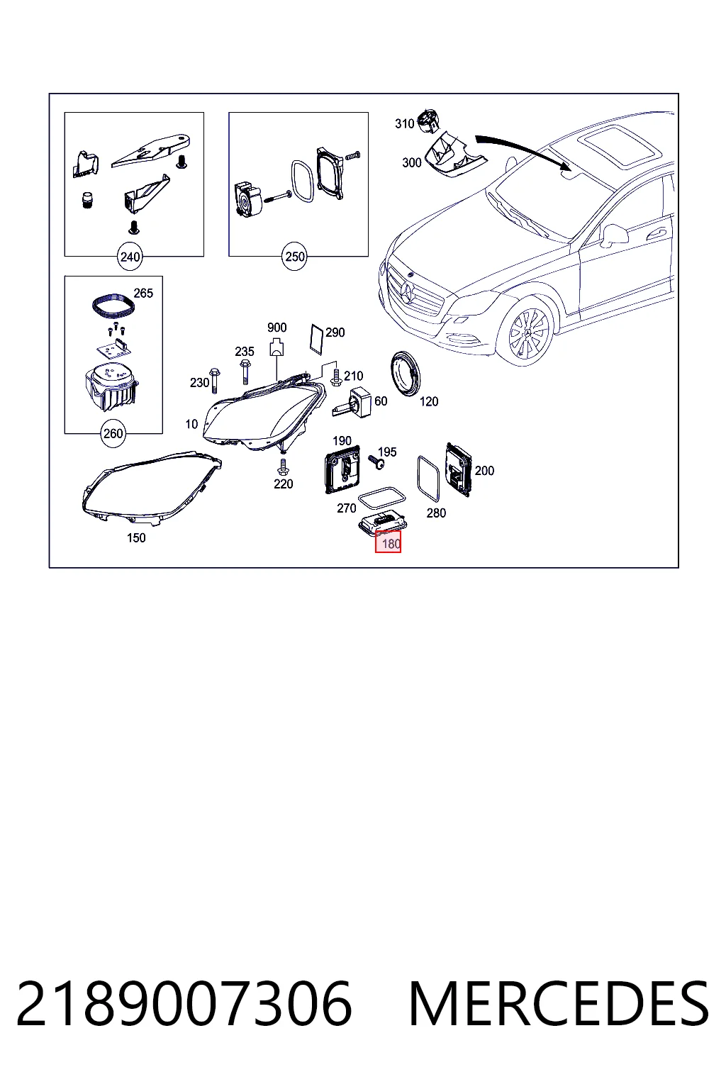 2189007306 Mercedes Módulo de control de luces de faros (ECU)