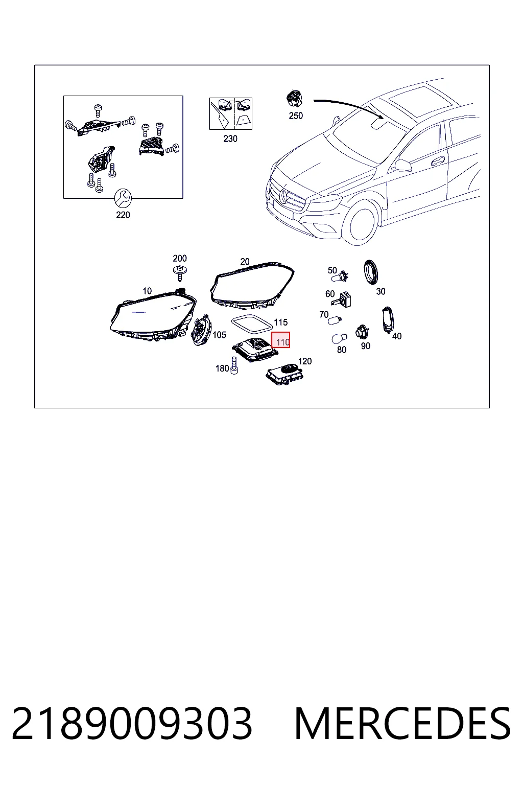 2189009303 Mercedes Módulo de iluminación