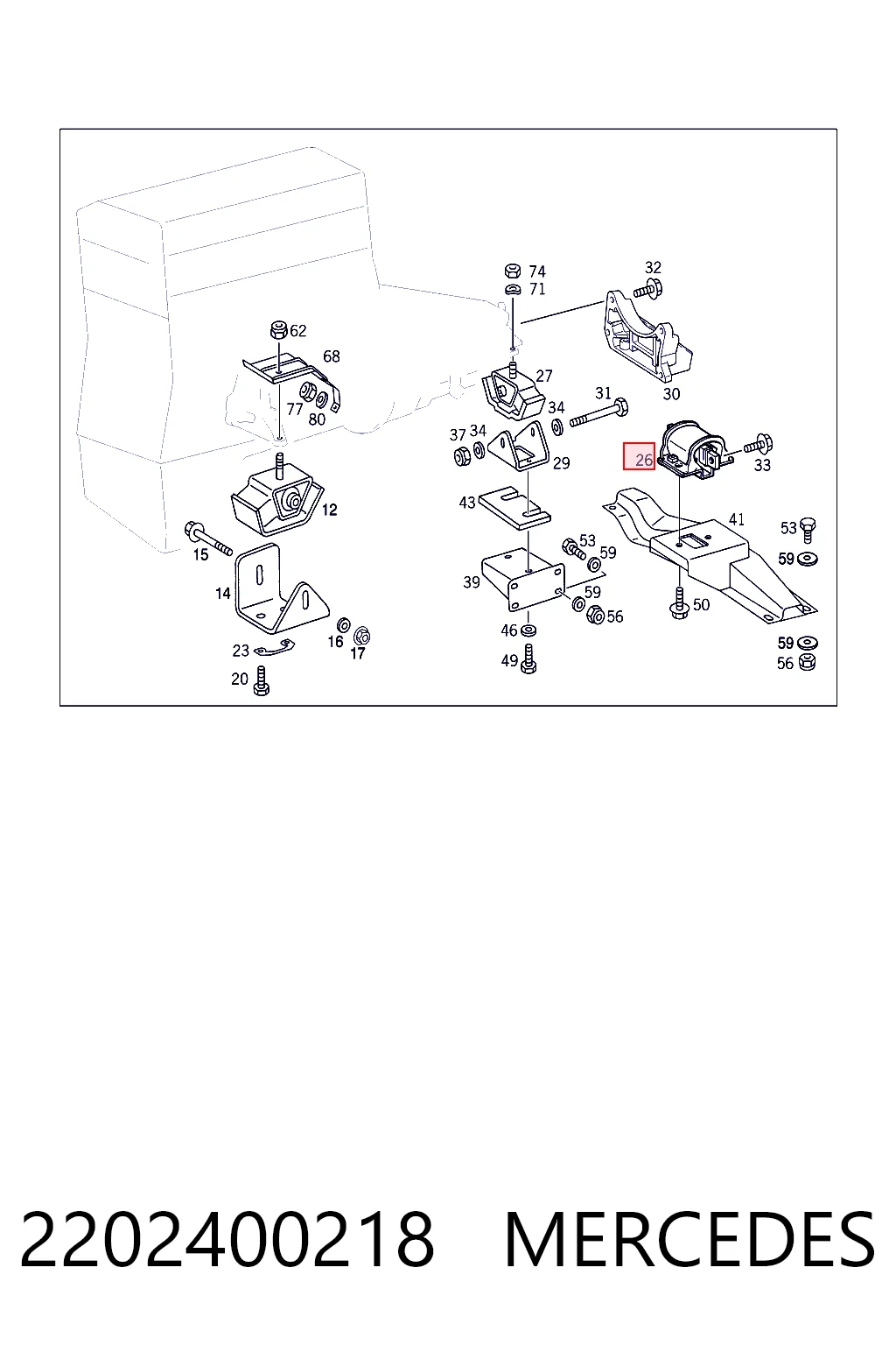 2202400218 Mercedes Soporte de caja de velocidades