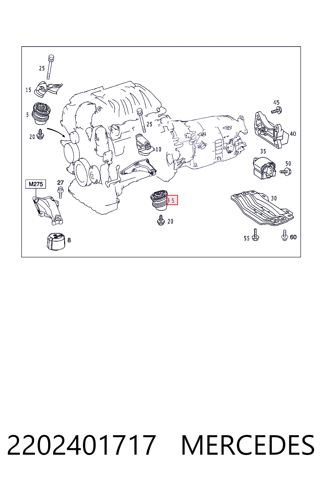 2202401717 Mercedes Soporte de motor izquierdo