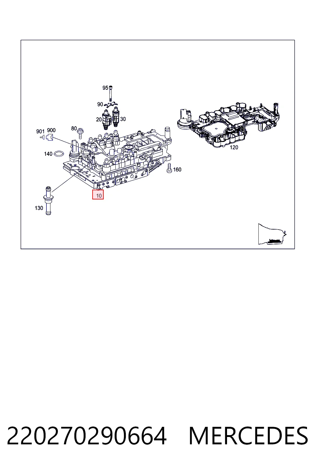 Bloque de válvulas de la transmisión automática A220270290687 Mercedes