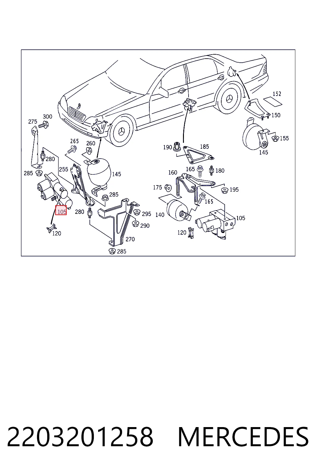2203201258 Mercedes Bloque de válvulas de suspensión regulable delantero