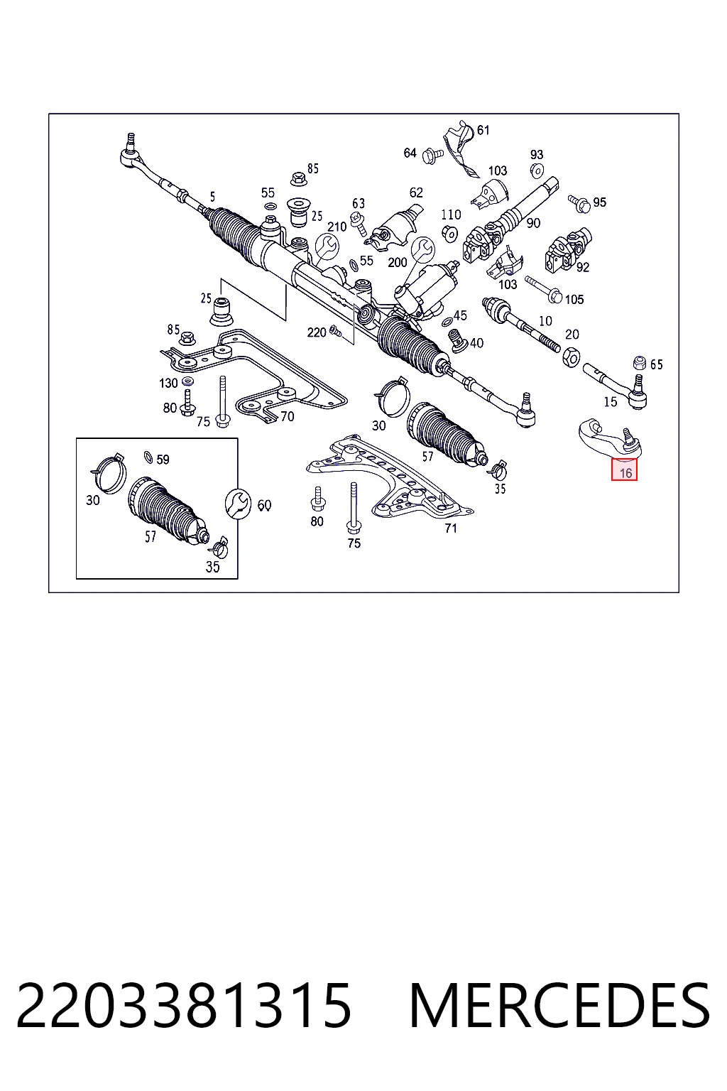 2203381315 Mercedes Rótula de dirección