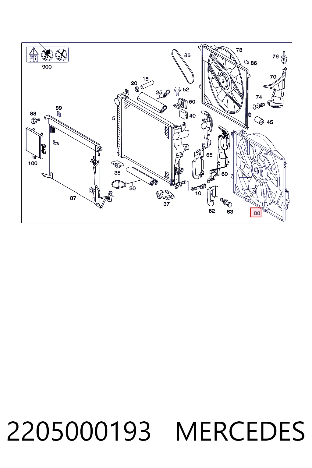 2205000193 Mercedes Ventilador de refrigeración del motor