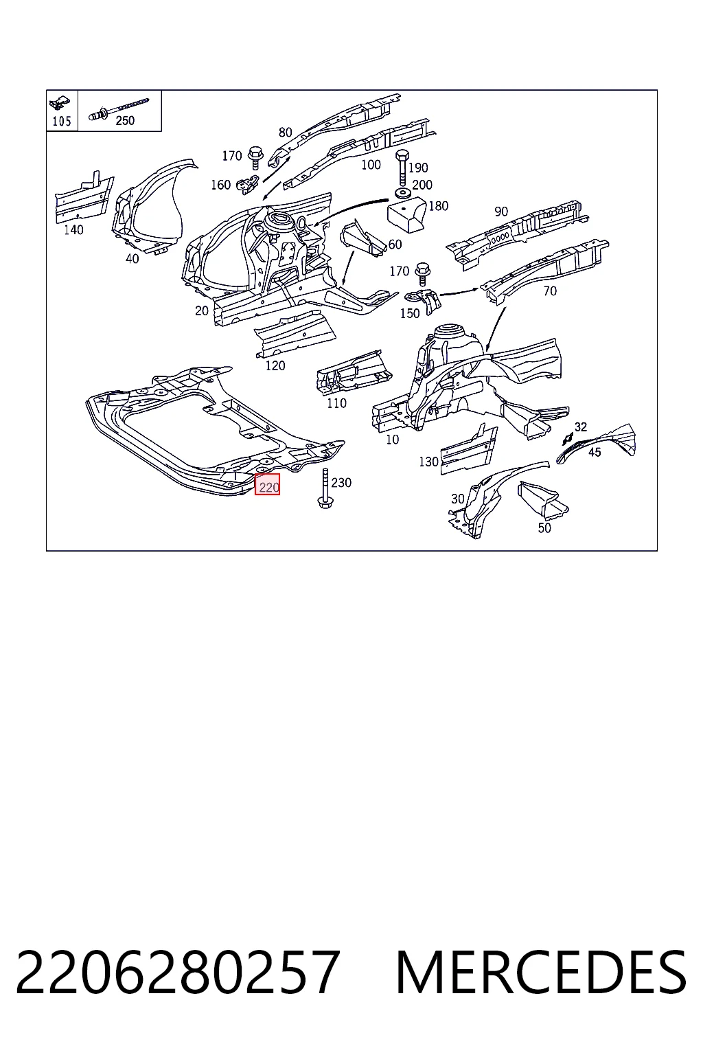 Subchasis delantero para Mercedes S  W220