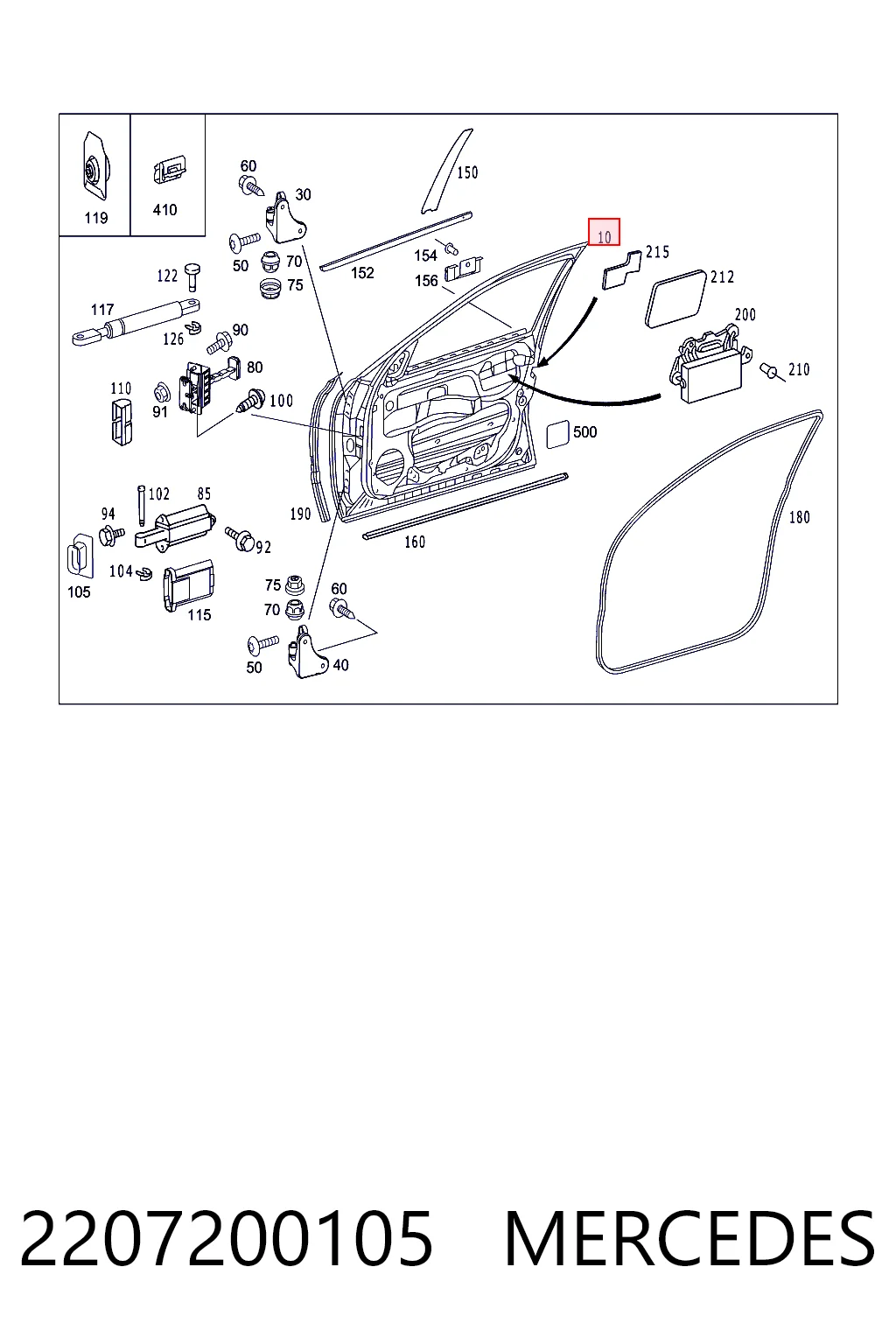 Puerta delantera para Mercedes S  W220