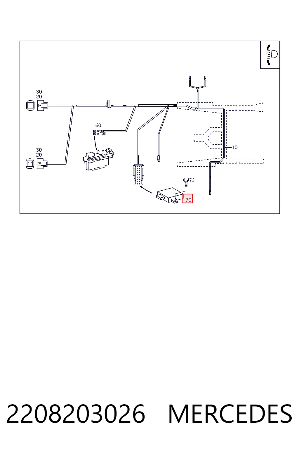 2208203026 Mercedes Módulo de control de luces de faros (ECU)