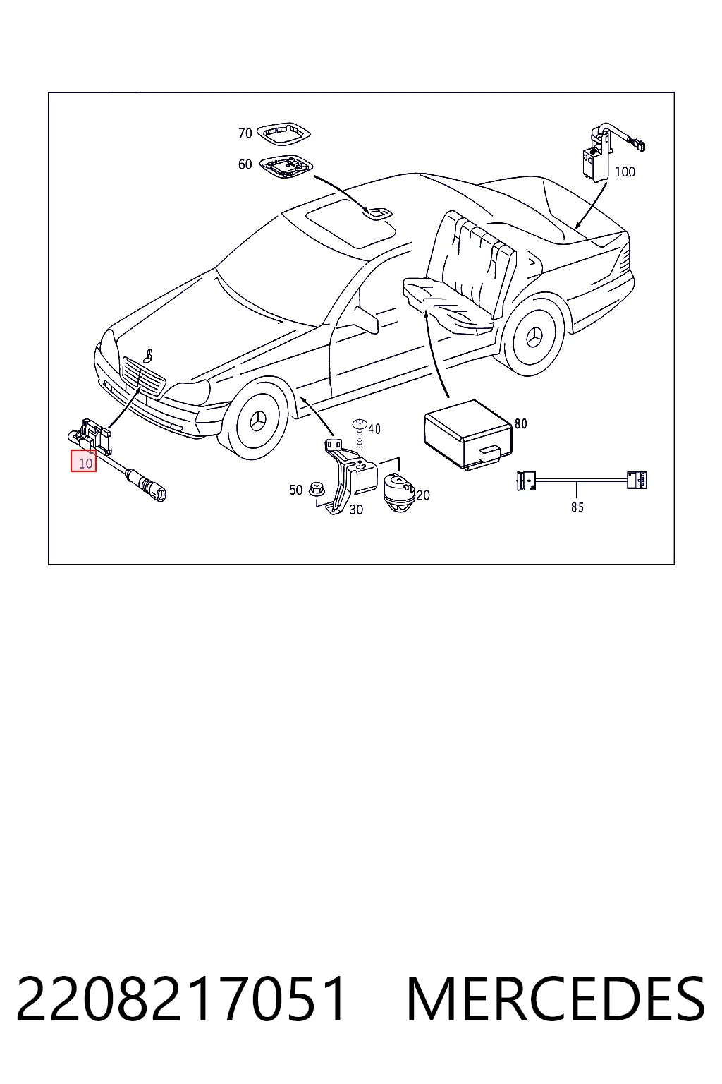 Cerradura de Capot para Mercedes C  W202