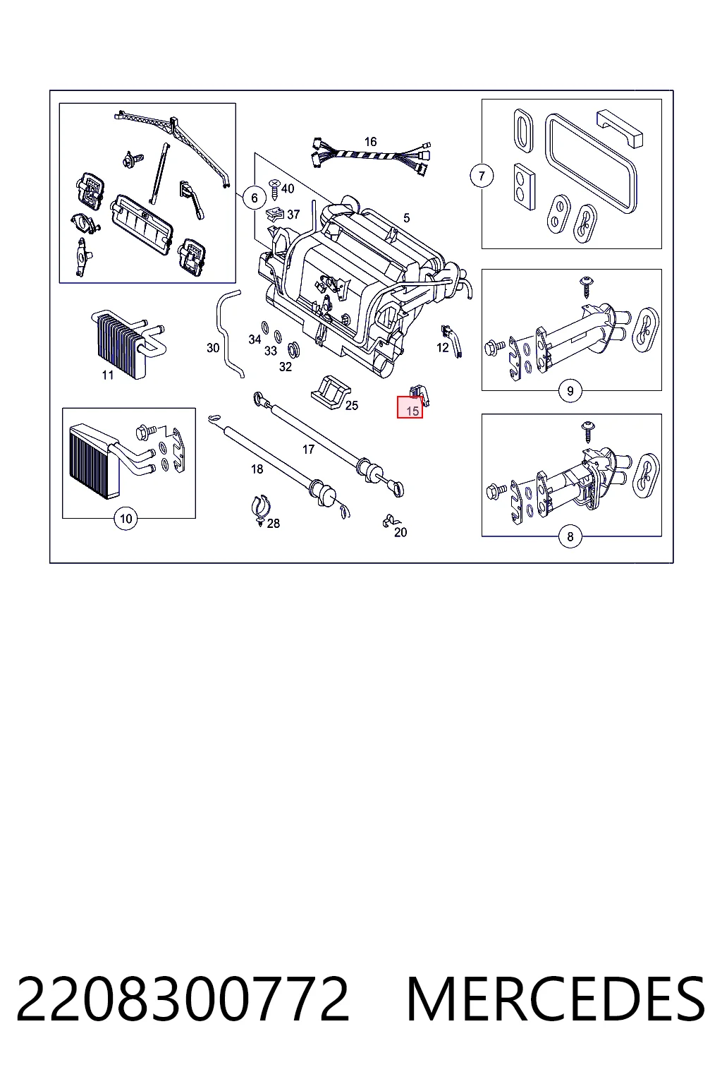 2208300772 Mercedes Sensor de temperatura del aire interior