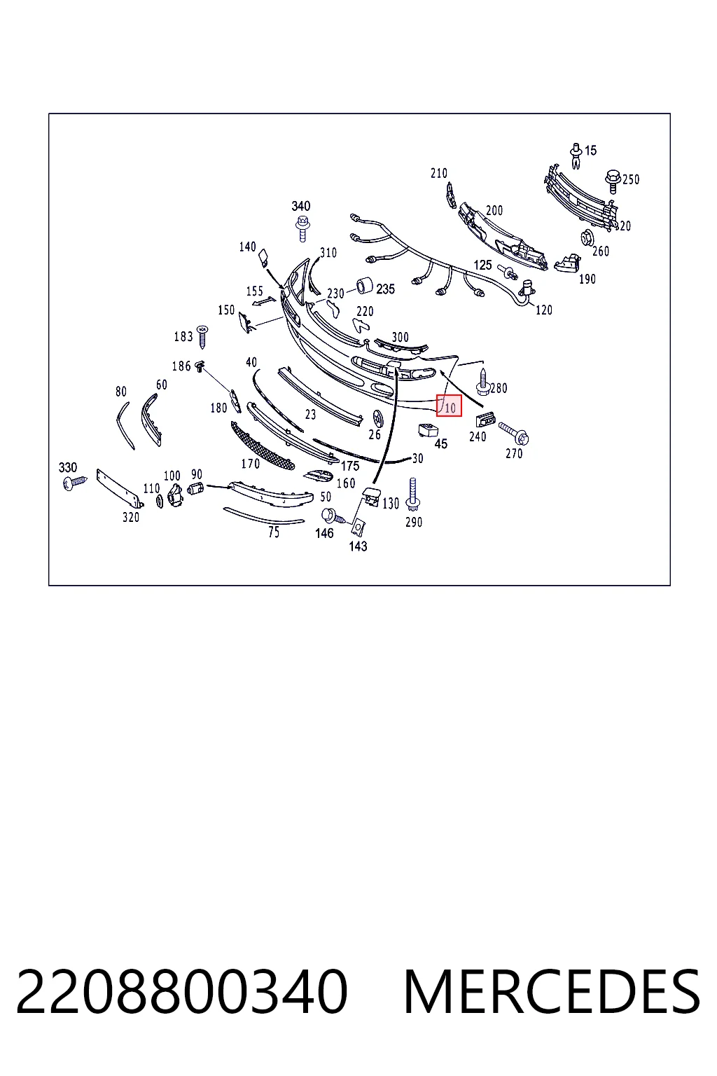 Parachoques delantero Mercedes S sedán (W220) (1998 - 2005) precio, desde 218,57 EUR
