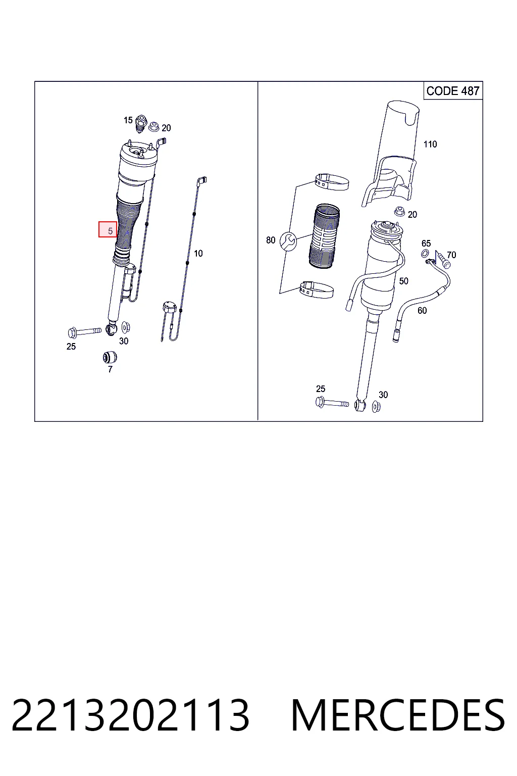 2213202113 Mercedes Amortiguador trasero izquierdo