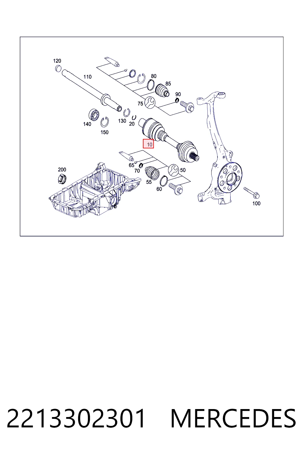 2213302301 Mercedes Semieje delantero derecho