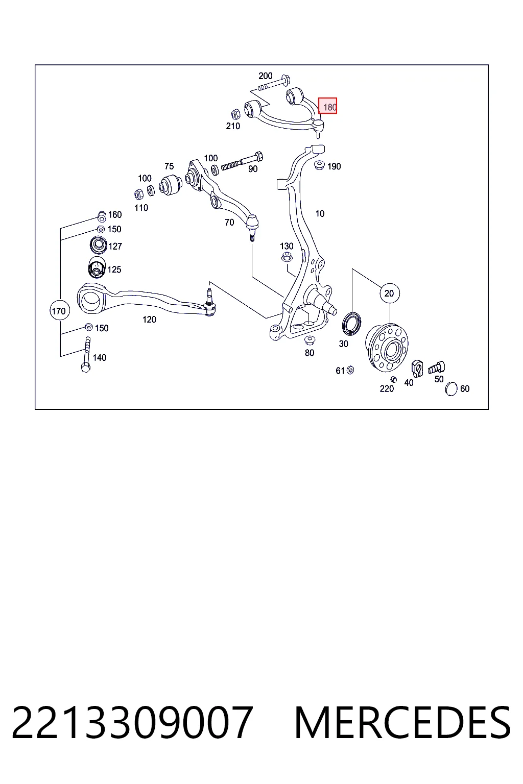 2213309007 Mercedes Brazo superior derecho de la suspensión delantera