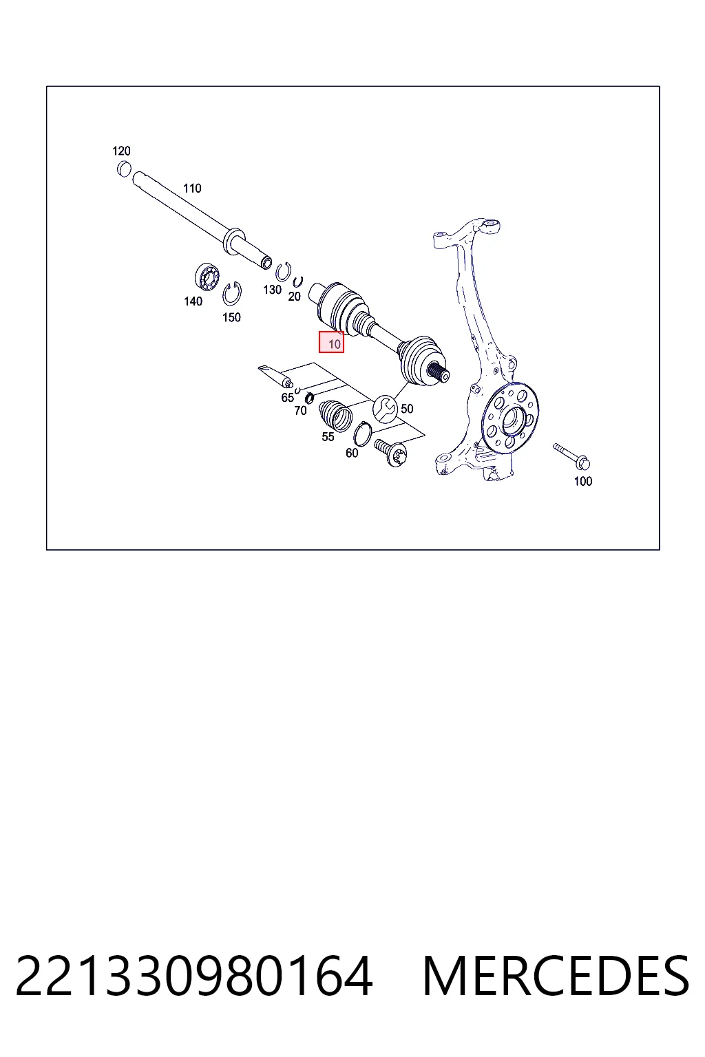 221330980164 Mercedes Semieje delantero derecho