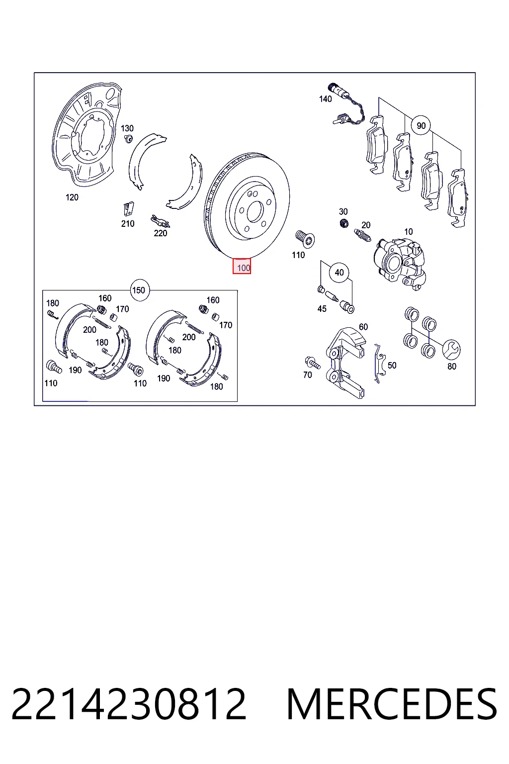 Disco de freno trasero 2214230812 MERCEDES