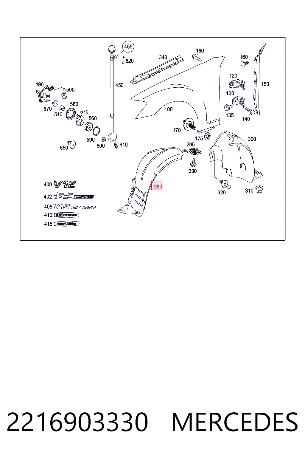 2216903330 Mercedes Guardalodos delantero izquierdo
