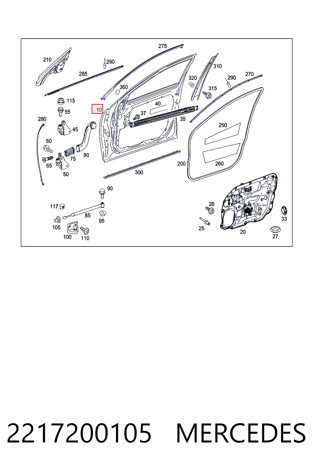 Puerta delantera para Mercedes S  W221