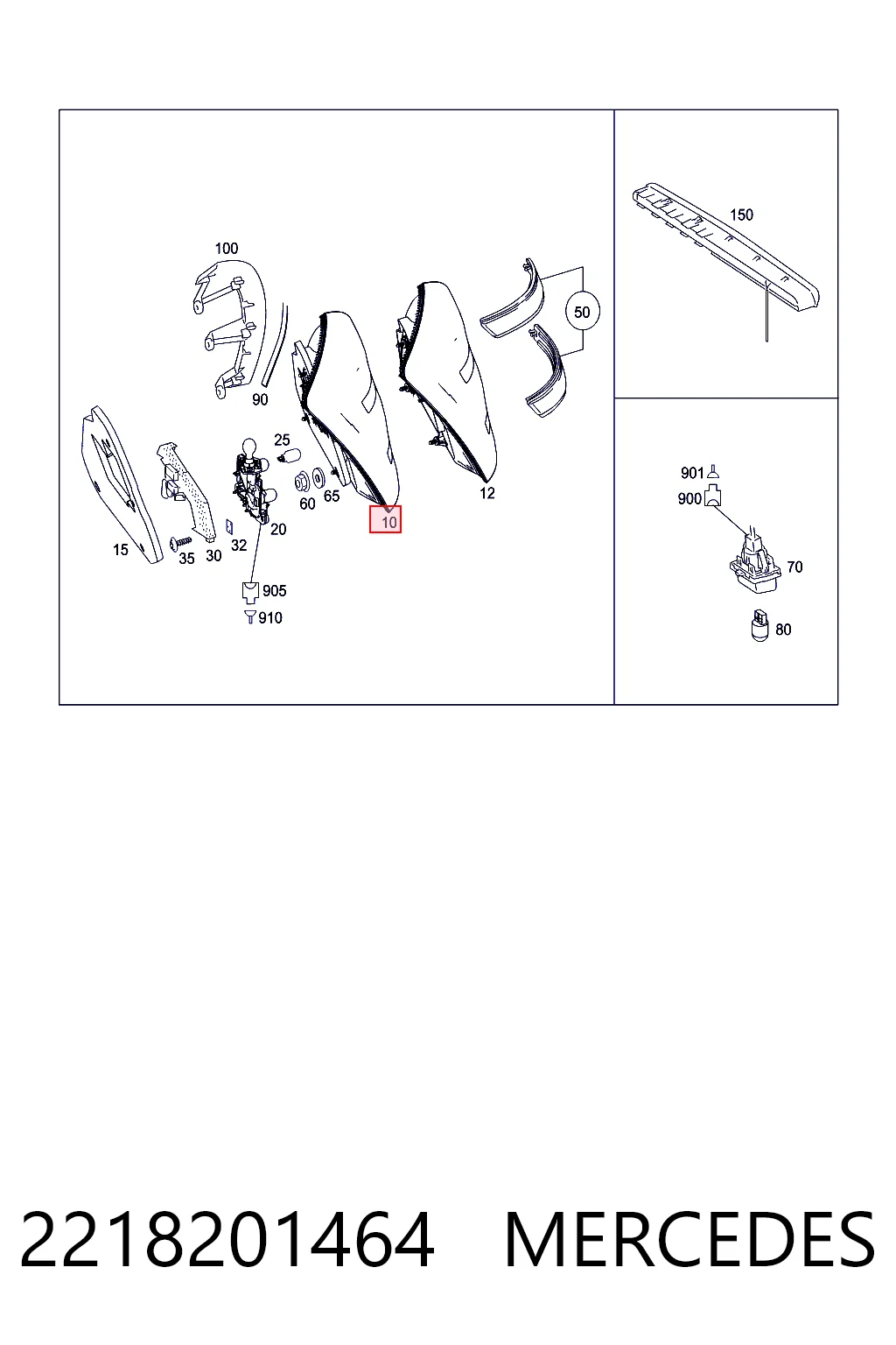 Piloto trasero derecho para Mercedes S  W221