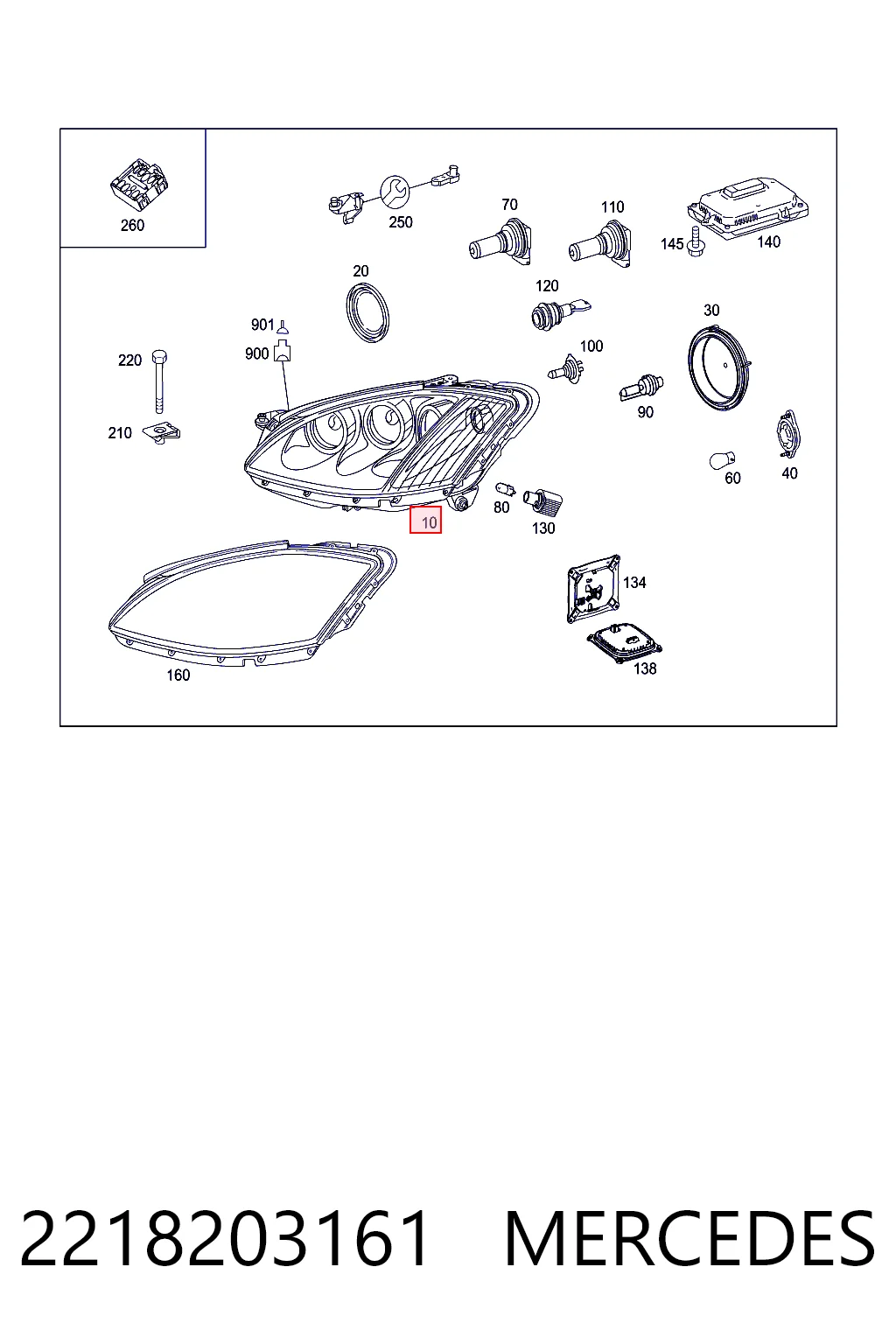 Luz frontal Mercedes S  (W221)
