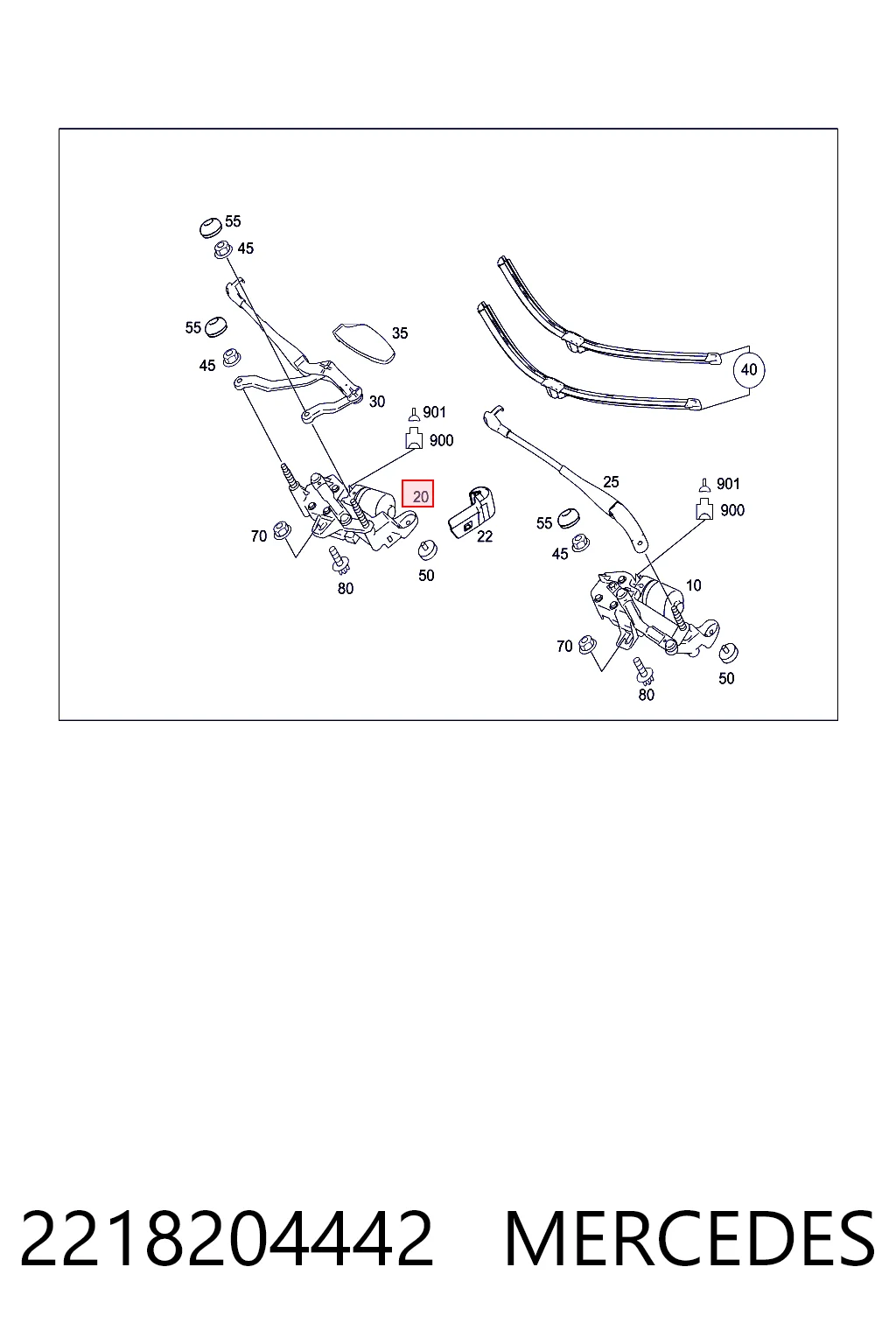 2218204442 Mercedes Motor limpiaparabrisas delantero derecho