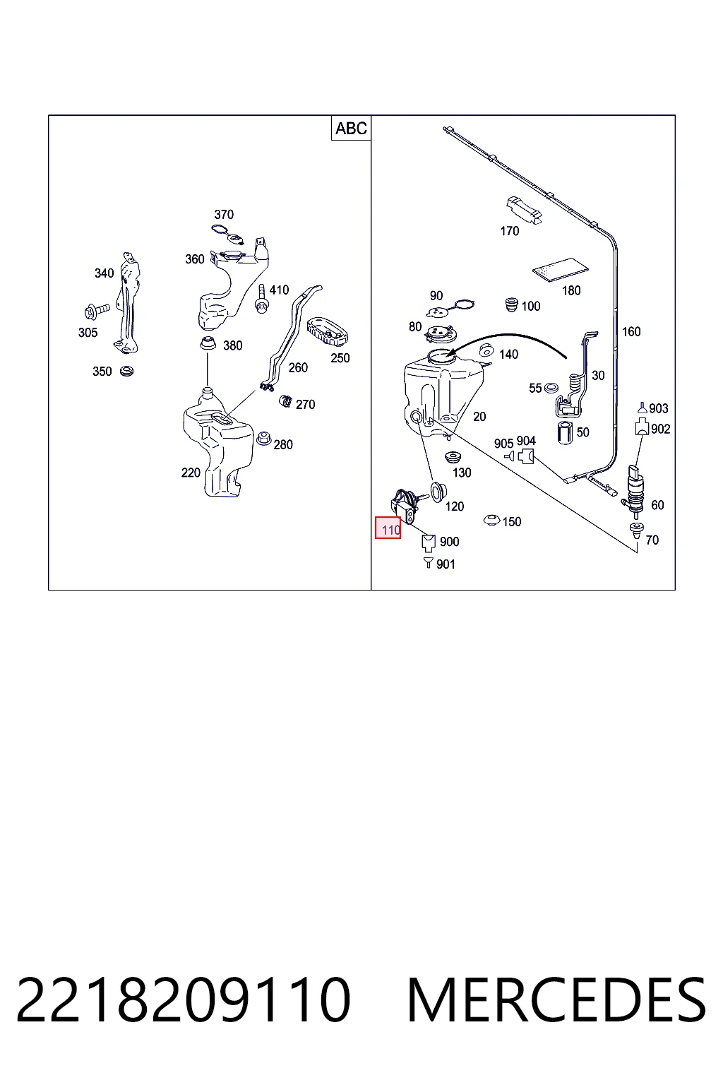 2218209110 Mercedes Sensor de nivel del depósito de líquido limpiaparabrisas