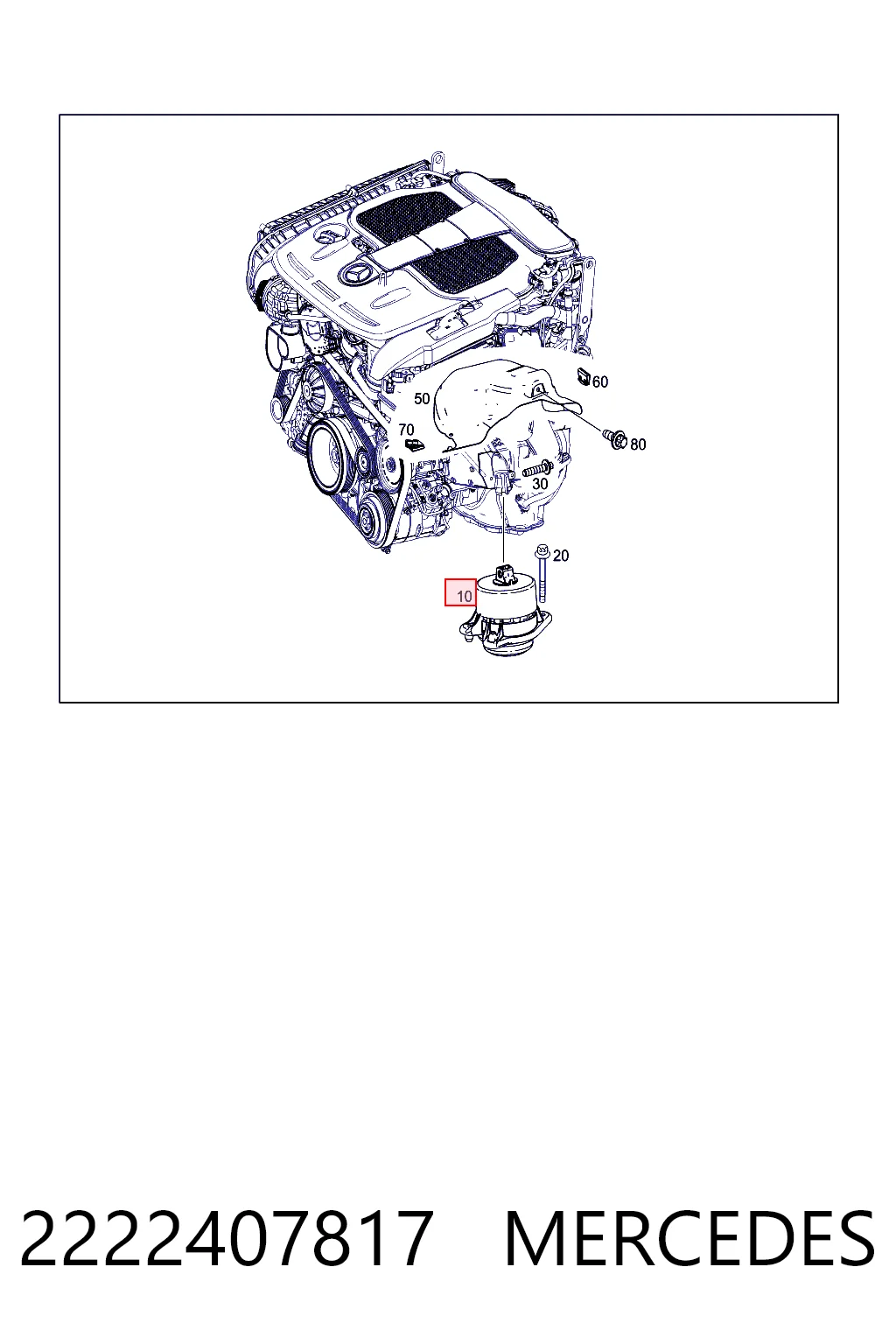 2222407817 Mercedes Soporte delantero derecho del motor