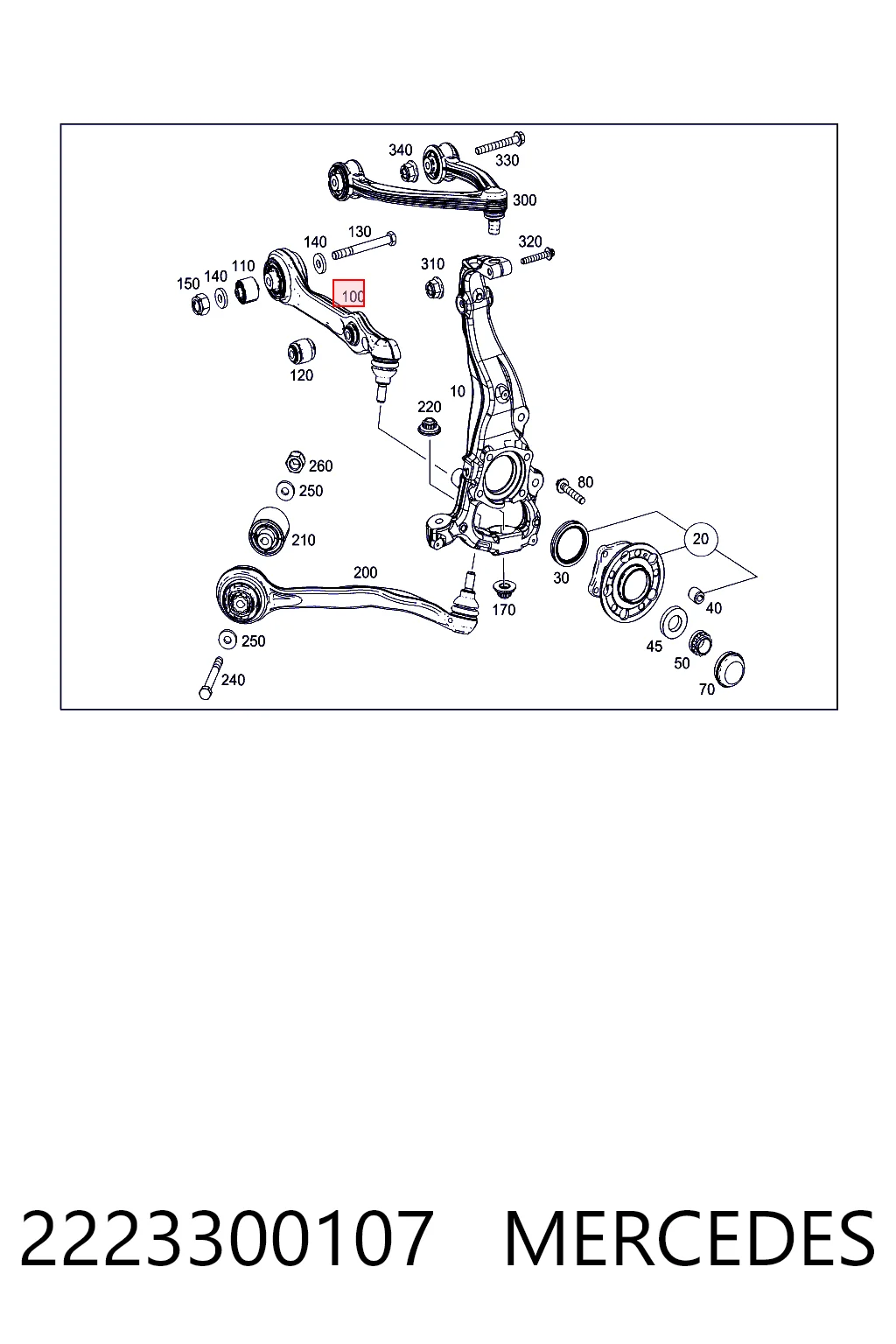 2223300107 Mercedes Brazo inferior izquierdo de la suspensión delantera