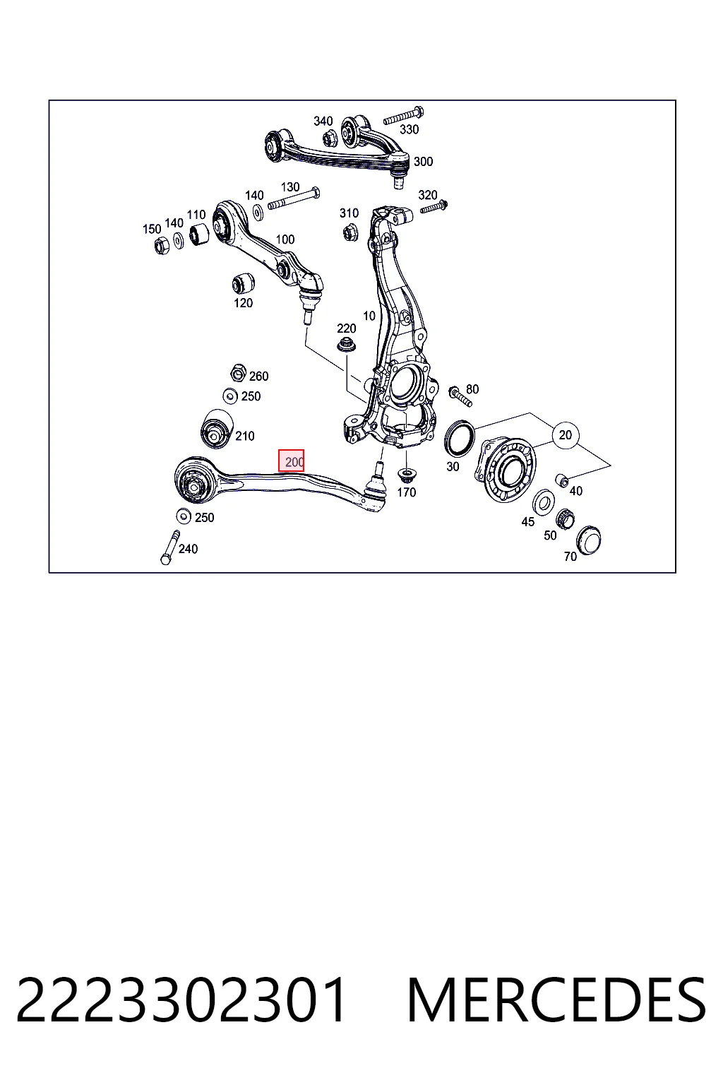 2223302301 Mercedes Brazo inferior izquierdo de la suspensión delantera