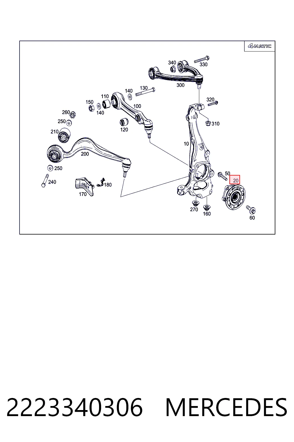 2223340306 Mercedes Cubo delantero