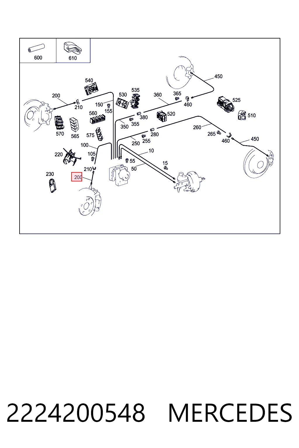 Latiguillos de freno delantero Mercedes S descapotable (A217) (2015 - 2020) precio, desde 15,99 EUR