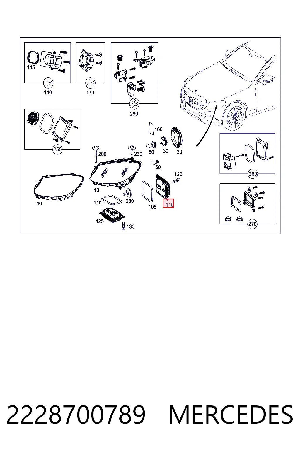 2228700789 Mercedes Módulo de control de luces de faros (ECU)