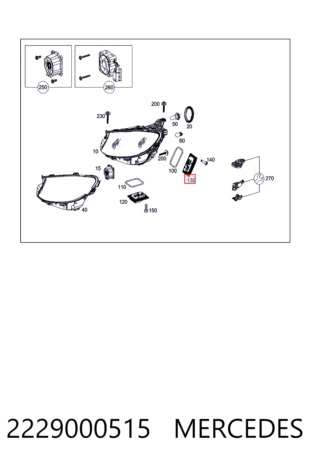 2229000515 Mercedes Módulo de control de luces de faros (ECU)