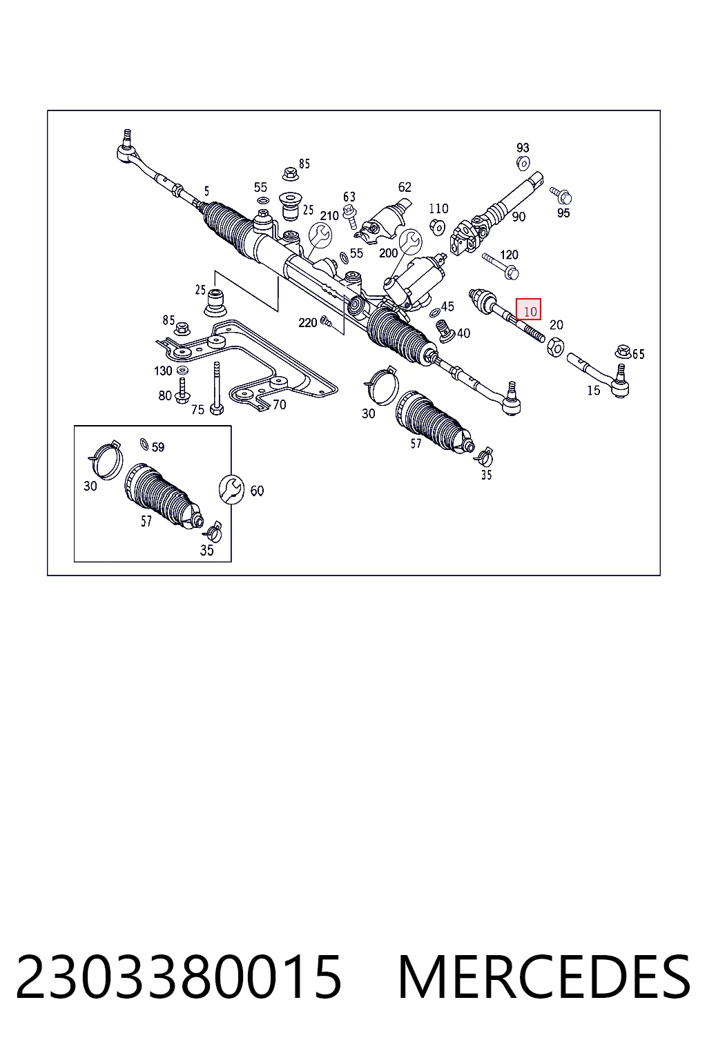 2303380015 Mercedes Barra de direccion coche