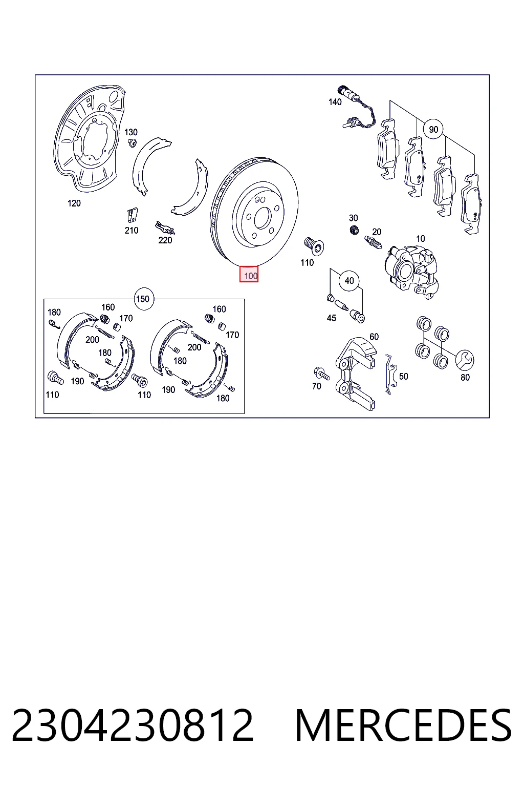 2304230812 Mercedes Freno de disco trasero