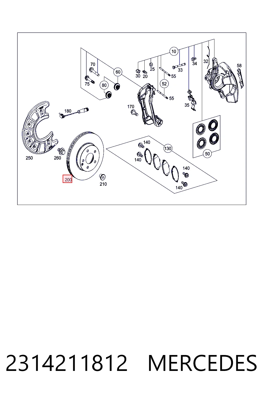 Disco de freno delantero 2314211812 MERCEDES