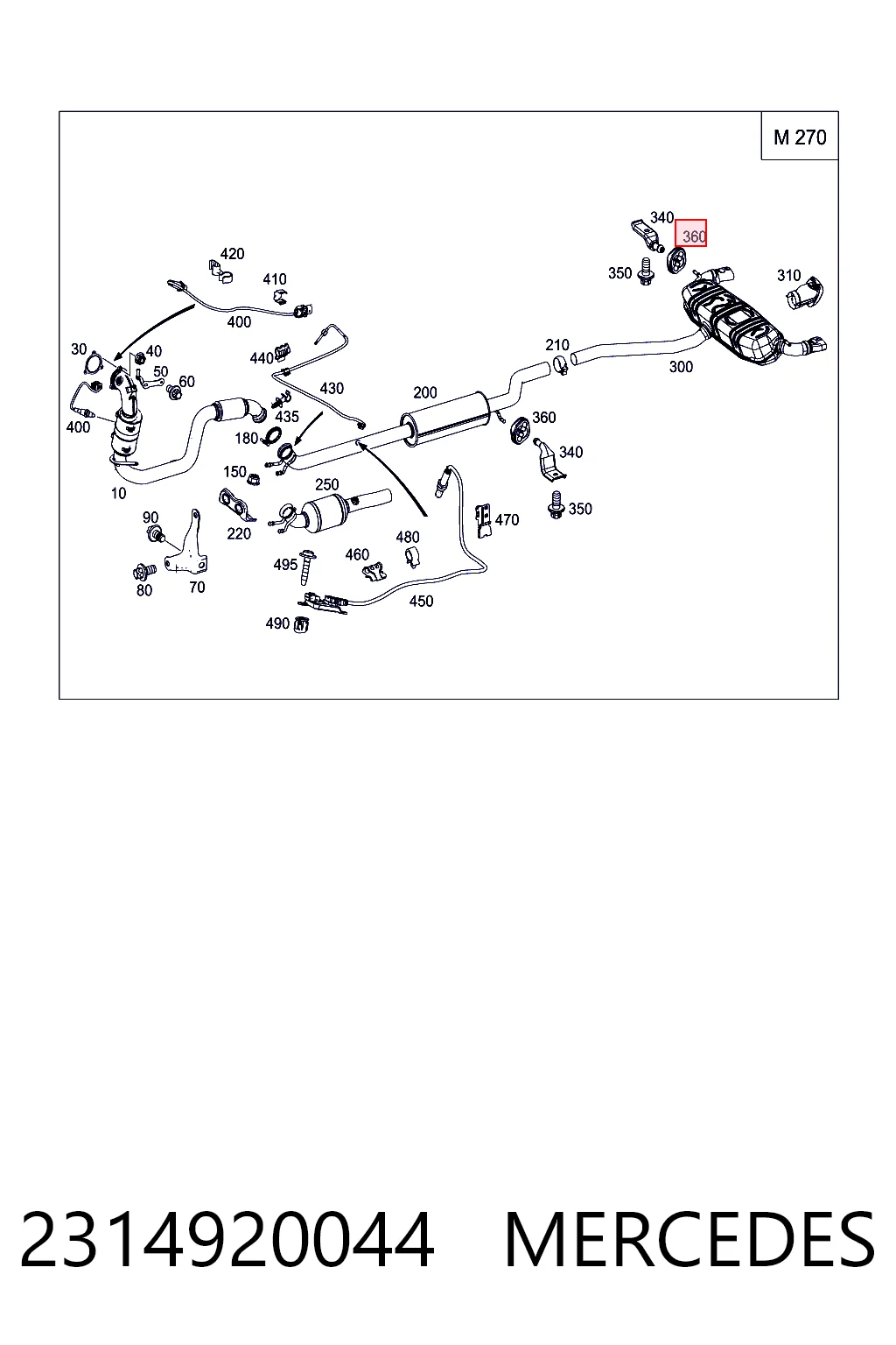 2314920044 Mercedes Soporte de escape