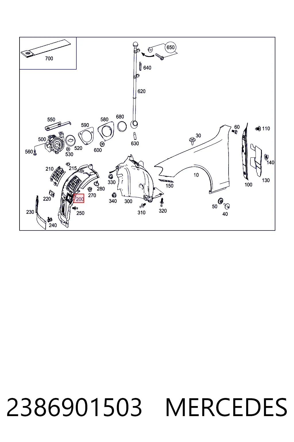 2386901503 Mercedes Guardalodos delantero izquierdo