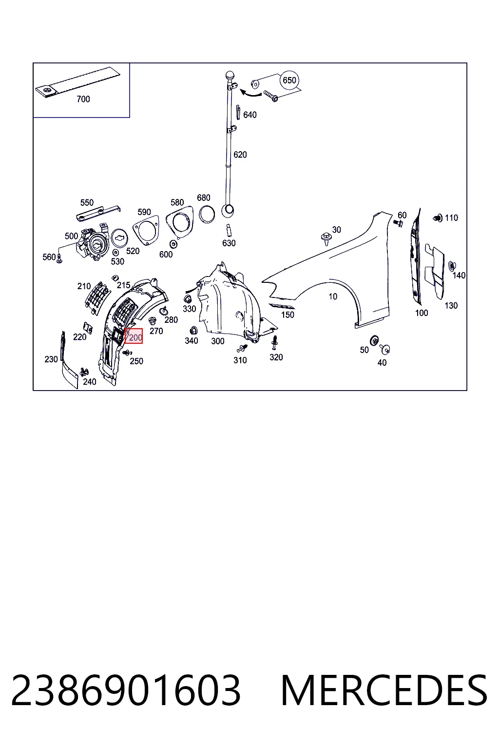 2386901603 Mercedes Guardalodos interior delantero derecho