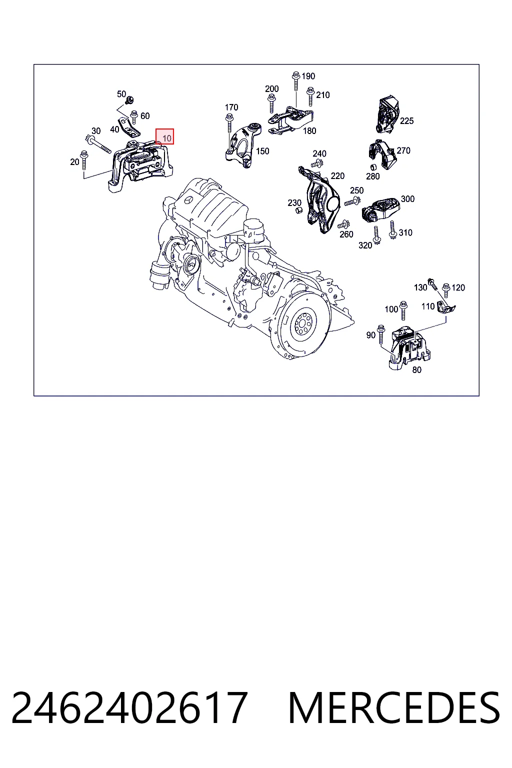 2462402617 Mercedes Soporte de motor derecho
