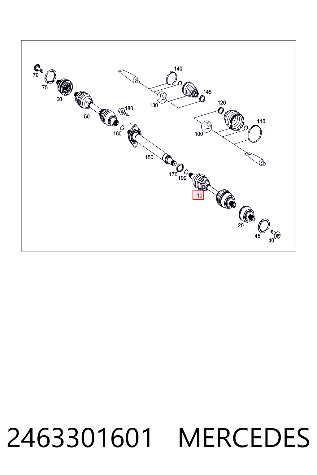 2463301601 Mercedes Semieje delantero izquierdo