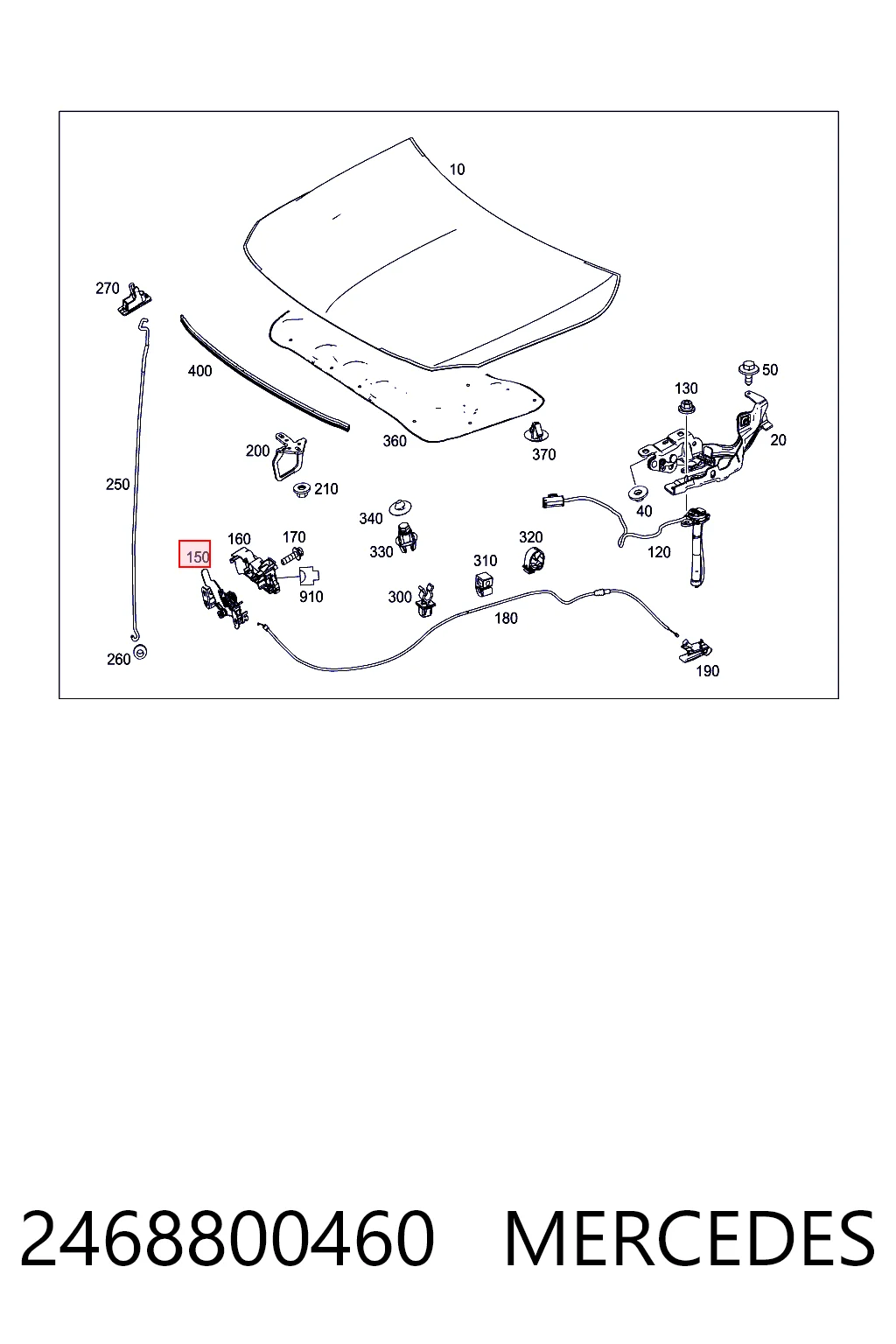 2468800460 Mercedes Cerradura de Capot