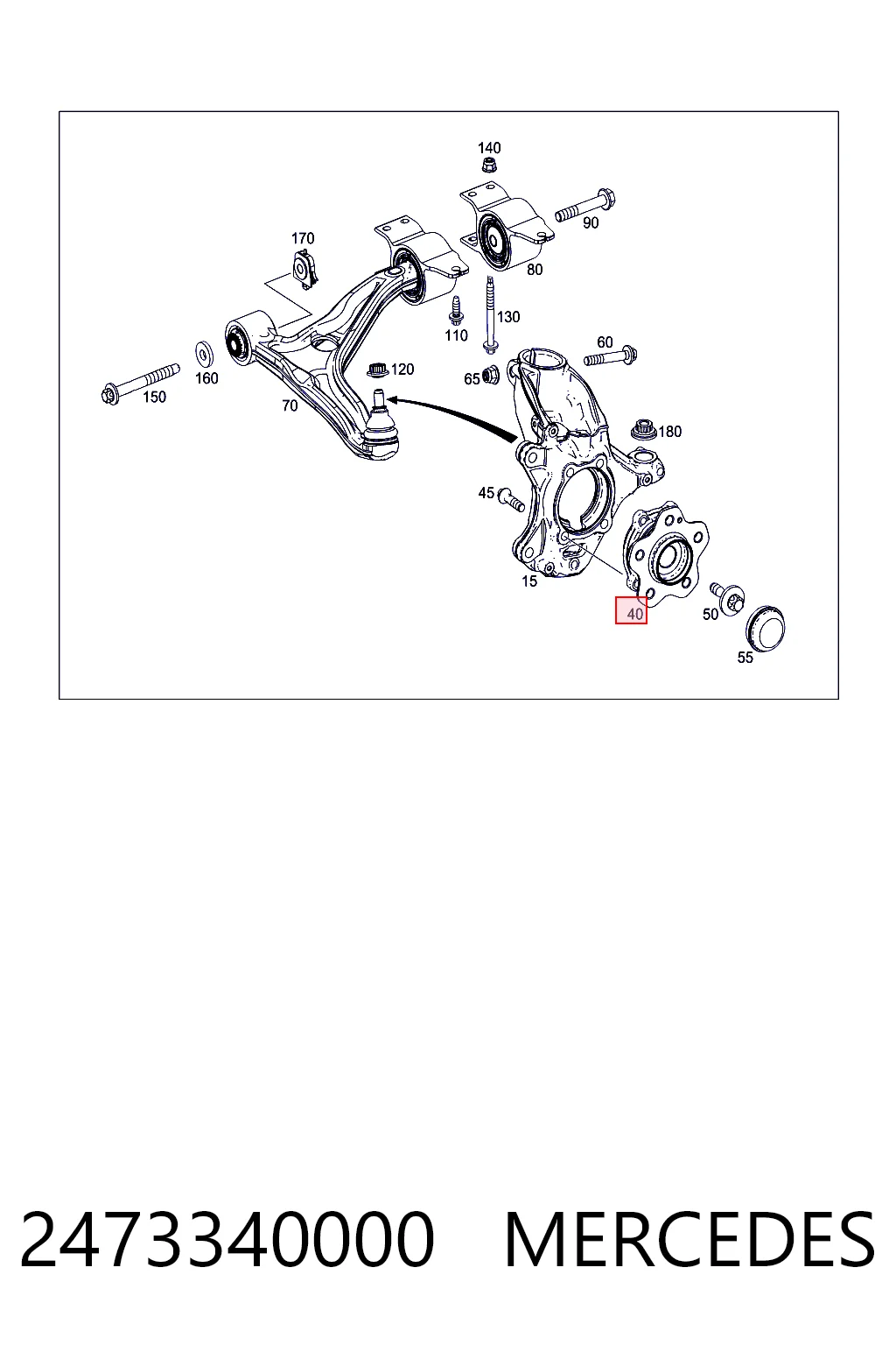 2473340000 Mercedes Cubo delantero