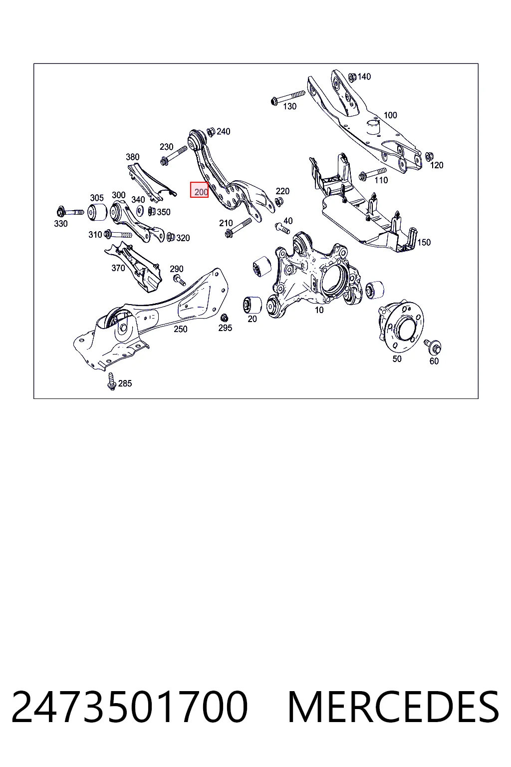 2473501700 Mercedes Brazo superior de suspensión trasera izquierdo/derecho