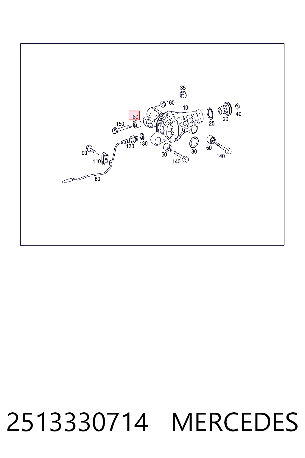 2513330714 Mercedes Silentblock soporte del diferencial delantero derecho del eje delantero